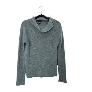 Eileen Fisher Cowl Neck Sweater Womens Medium Green Merino Cashmere Italian Yarn